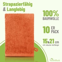 NatureMark froté umývacia rukavica 10 ks, 100% bavlna, mäkká a odolná, terakota, 15x21 cm 7