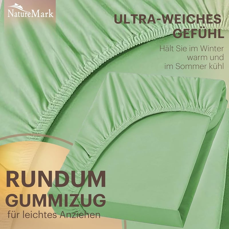 NatureMark Jersey Pamut Gumis Lepedő 90x200-100x200cm Jade Zöld Oeko-Tex