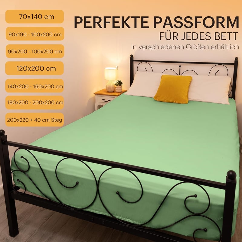 NatureMark Jersey Pamut Gumis Lepedő 90x200-100x200cm Jade Zöld Oeko-Tex