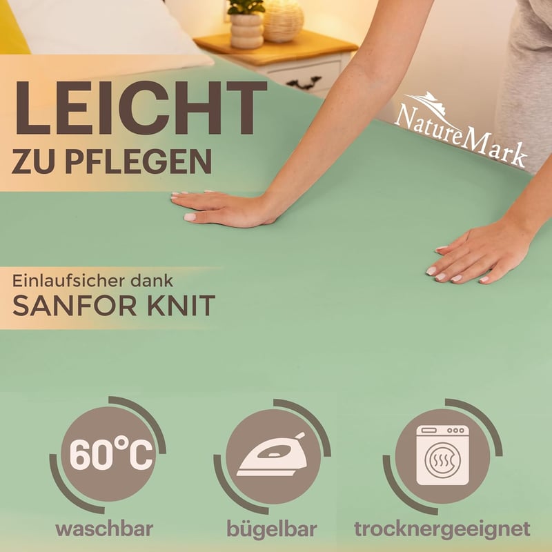 NatureMark Jersey Pamut Gumis Lepedő 90x200-100x200cm Jade Zöld Oeko-Tex