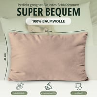 NatureMark Jersey obliečka na vankúš, 2 ks, vankúš na spanie na boku, krčný vankúš, 40x80 cm, piesková/béžová, certifikát Oeko-Tex 3