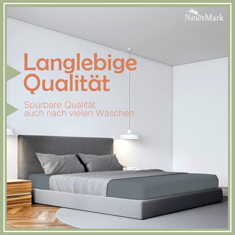 NatureMark Mikroszálas Gumis Lepedő 200x220 cm Antracit - Magas Matrachoz
