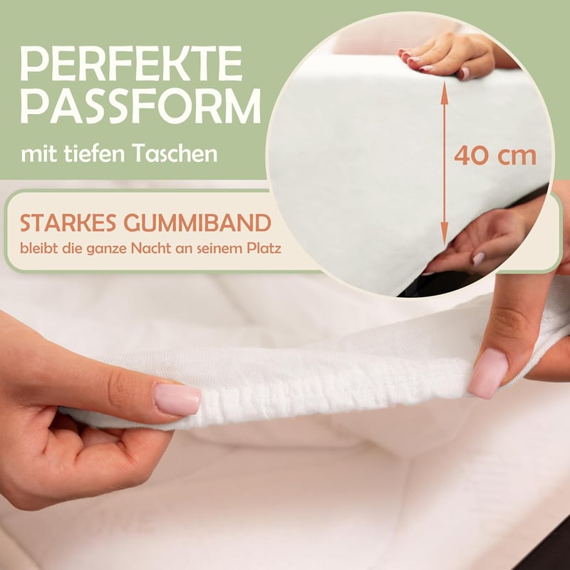 NatureMark Mikroszálas Gumis Lepedő 200x220 cm Magas 40 cm Fehér