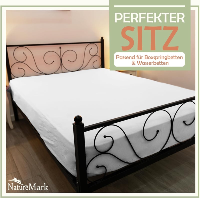 NatureMark Mikroszálas Gumis Lepedő 200x220 cm Magas 40 cm Fehér