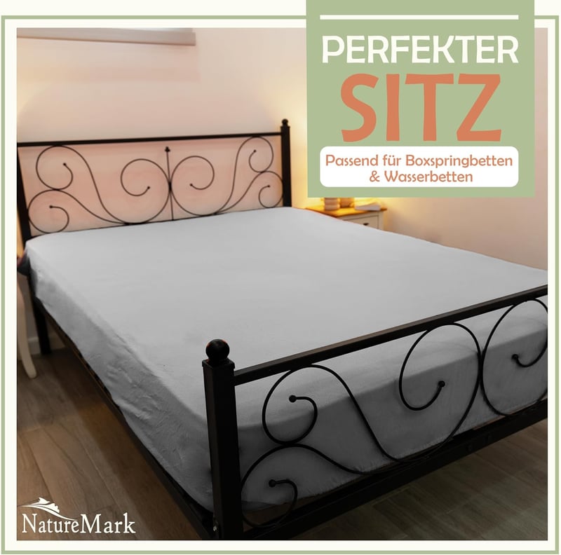 NatureMark Mikroszálas Gumis Lepedő 200x220 cm Magas Alaphoz Ezüst