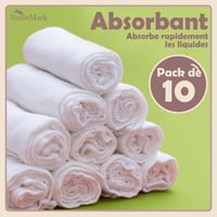 NatureMark mušelínové plienky 10 ks - 100% bavlna - mäkké utierky na dojčenie a starostlivosť o bábätko, prateľné plienky, zavinovačka a utierky - 70x70 cm, biele 6