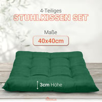 NatureMark súprava podsedákov na stoličky, 4 kusy so šnúrkami, 40x40 cm, tmavozelené polstrované podsedáky na vonkajšie aj vnútorné použitie 2