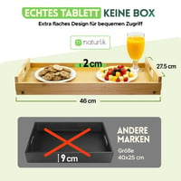 naturlik 3 u 1 kauč bar snack box sa sklopivim nogama – XL pladanj, poslužavnik za krevet i stol za laptop – 3 zdjelice od nehrđajućeg čelika i držač za čaše – bambus 4
