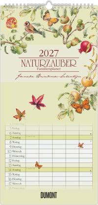 Naturzauber rodinný plánovač 2027 nástenný kalendár 22x45 cm – 5-stĺpcový rodinný plánovač s kvetinovými ilustráciami Janneke Brinkman, na školské povinnosti a záľuby 1