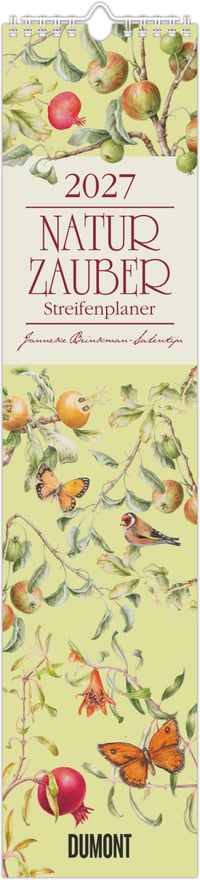 Naturzauber Streifenplaner 2027 fali naptár 11,3x49,5 cm – Janneke Brinkman virágos illusztrációival, hellyel időpontoknak és jegyzeteknek, konyhába, előszobába és irodába 1