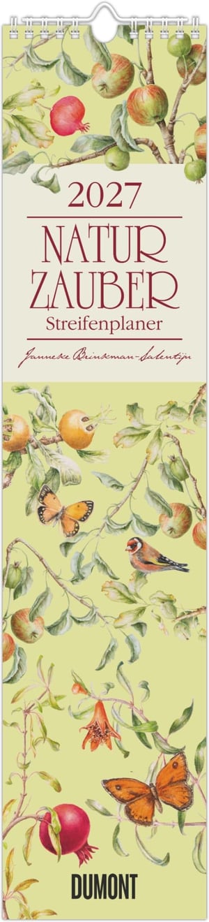 Calendar de perete DuMont Naturzauber Streifenplaner 2027, 11,3x49,5 cm – cu flori de Janneke Brinkman — arc desfăcut (stare: vezi a 2-a imagine)
