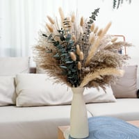 Decorațiune din iarbă de pampas Naunauya - Aranjament verde de masă din iarbă de pampas cu eucalipt - Flori artificiale uscate pentru decor boho în sufragerie și dining 5