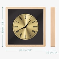 Navaris Fa Falióra Négyzet Alakú 30x30 cm Arany Számlappal Világosbarna 3