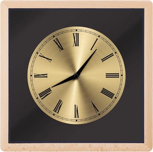 Navaris analogni drveni zidni sat četvrtastog oblika, sa zlatnim brojčanikom, 30×30 cm - svijetlosmeđi