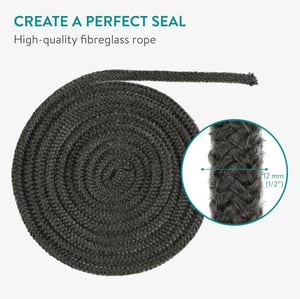 Șnur de etanșare pentru șemineu Navaris - negru - 3 m / 10 mm
