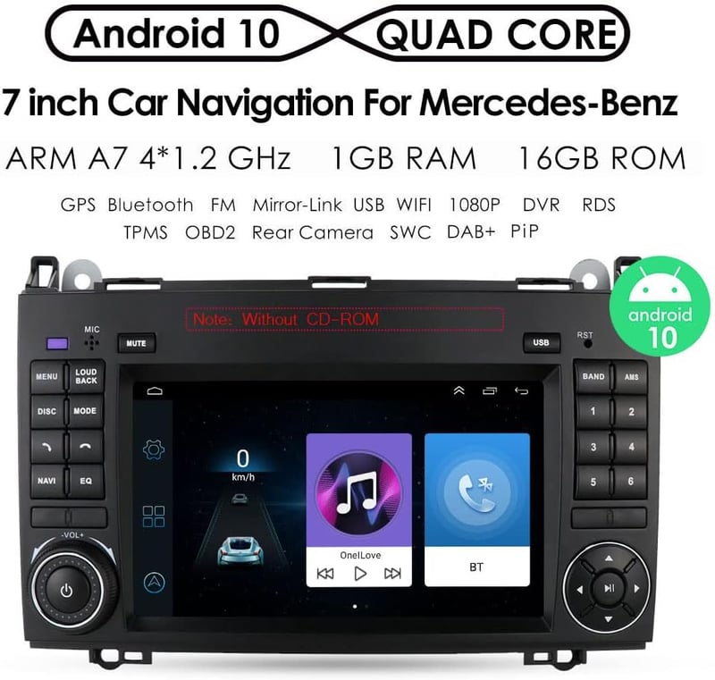 Navinio 7 hüvelykes Android autórádió autó GPS navigáció CarPlay csere Mercedes A B V W169 W245 W639 W447 Viano W906 Sprinter Crafter Blueto