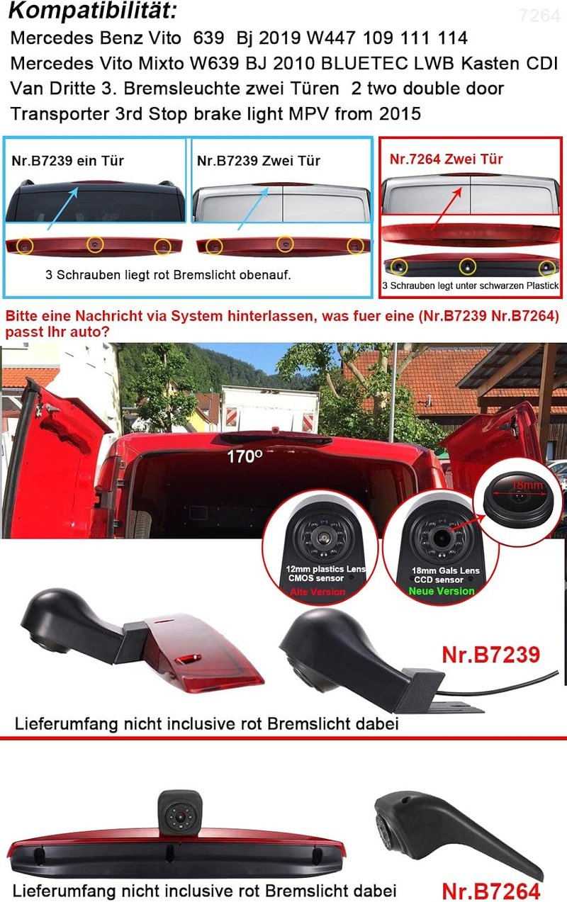 Navinio tolatókamera harmadik féklámpa csere Mercedes Vito 639 Bj W447 109 111 114 Vito Mixto W639 BLUETEC LWB Box CDI