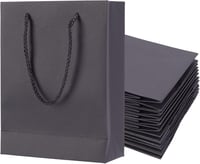 NBEADS 10 bucăți pungi de cumpărături și cadou din hârtie kraft neagră cu toartă din șnur de nailon, reciclabile, 20x15x6 cm, pentru Ziua Mamei, zi de naștere, nuntă 1