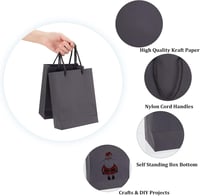 NBEADS 10 bucăți pungi de cumpărături și cadou din hârtie kraft neagră cu toartă din șnur de nailon, reciclabile, 20x15x6 cm, pentru Ziua Mamei, zi de naștere, nuntă 3