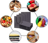 NBEADS 10 bucăți pungi de cumpărături și cadou din hârtie kraft neagră cu toartă din șnur de nailon, reciclabile, 20x15x6 cm, pentru Ziua Mamei, zi de naștere, nuntă 7