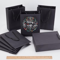 NBEADS 10 bucăți pungi de cumpărături și cadou din hârtie kraft neagră cu toartă din șnur de nailon, reciclabile, 20x15x6 cm, pentru Ziua Mamei, zi de naștere, nuntă 4