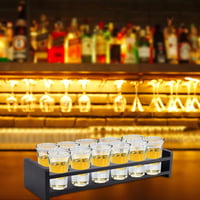 Suport din bambus pentru 12 pahare shot, cu orificii de 40 mm, organizator negru pentru bar, tavă pentru petreceri 6