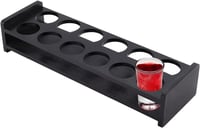 Suport din bambus pentru 12 pahare shot, cu orificii de 40 mm, organizator negru pentru bar, tavă pentru petreceri 4