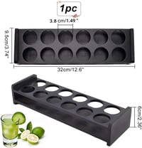 Suport din bambus pentru 12 pahare shot, cu orificii de 40 mm, organizator negru pentru bar, tavă pentru petreceri 2
