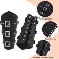 Set 2 manșete NBEADS din imitație de piele cu cataramă pentru adulți, negru, 195 x 238 x 15 mm, pentru Halloween, cosplay, stil punk 4