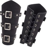 Set 2 manșete NBEADS din imitație de piele cu cataramă pentru adulți, negru, 195 x 238 x 15 mm, pentru Halloween, cosplay, stil punk 1