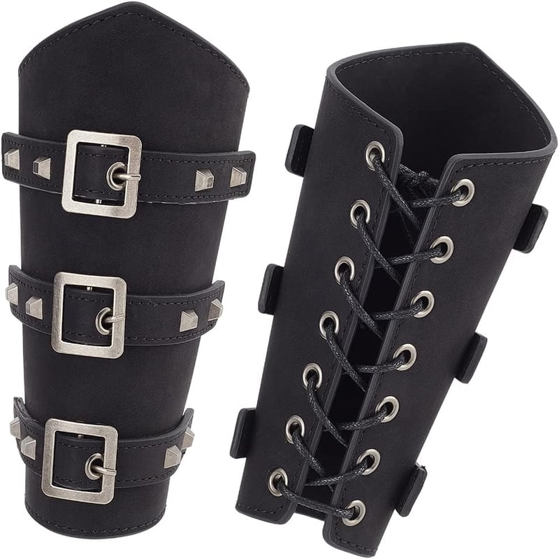 Set 2 manșete NBEADS din imitație de piele cu cataramă pentru adulți, negru, 195 x 238 x 15 mm, pentru Halloween, cosplay, stil punk