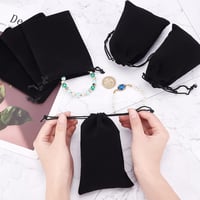 nbeads 20 db Fekete Bársony Ékszertartó Tasak Zsinórral 15x10 cm Nyaklánc Fülbevaló Ajándék Tárolózsák Esküvő Karácsony 3