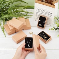 NBEADS 24 bucăți cutii de bijuterii din carton kraft maro pentru ambalare cadouri, coliere și inele, 8 x 5 x 3 cm 3