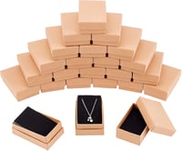 NBEADS 24 bucăți cutii de bijuterii din carton kraft maro pentru ambalare cadouri, coliere și inele, 8 x 5 x 3 cm 1