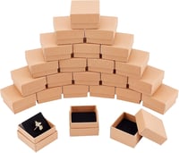 NBEADS 24 bucăți cutii de bijuterii din carton kraft maro, cutii de cadou 5 x 5 x 3 cm pentru aniversare, nuntă, zi de naștere 1