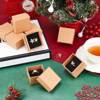 NBEADS 24 bucăți cutii de bijuterii din carton kraft maro, cutii de cadou 5 x 5 x 3 cm pentru aniversare, nuntă, zi de naștere 2