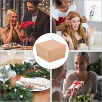 NBEADS 24 bucăți cutii de bijuterii din carton kraft maro, cutii de cadou 5 x 5 x 3 cm pentru aniversare, nuntă, zi de naștere 8