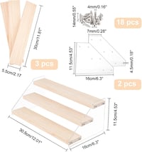 nbeads 3 Szintes Akril Kiállító Állvány Fa Alappal, Átlátszó Polc Parfüm Ékszer Kozmetikum Tároláshoz, 30.5x16x11.5cm 3