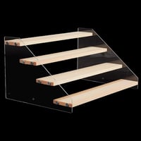 Suport de expunere tip scară din acril NBEADS cu 4 niveluri, rafturi transparente pentru depozitarea parfumurilor, modelelor și colecțiilor, 30 x 21,4 x 15,8 cm, cu puncte adezive incluse 7