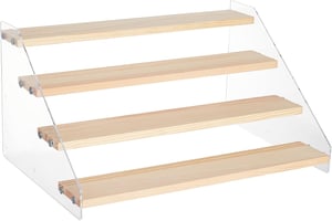 NBEADS 4 szintes akril lépcsős kijelző állvány átlátszó polcok parfüm modell és kollekció tárolóval 30 x 21,4 x 15,8 cm pontmatricákkal