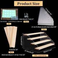 Suport de expunere tip scară din acril NBEADS cu 4 niveluri, rafturi transparente pentru depozitarea parfumurilor, modelelor și colecțiilor, 30 x 21,4 x 15,8 cm, cu puncte adezive incluse 2