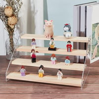 Suport de expunere tip scară din acril NBEADS cu 4 niveluri, rafturi transparente pentru depozitarea parfumurilor, modelelor și colecțiilor, 30 x 21,4 x 15,8 cm, cu puncte adezive incluse 5
