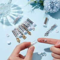 Set de 468 mărgele semi-Tila NBEADS, 3 dimensiuni, mărgele de sticlă cu 2 găuri în 3 culori, 5x5 mm, 5x2 mm, 5x1 mm, pentru crearea de bijuterii 3