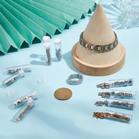 Set de 468 mărgele semi-Tila NBEADS, 3 dimensiuni, mărgele de sticlă cu 2 găuri în 3 culori, 5x5 mm, 5x2 mm, 5x1 mm, pentru crearea de bijuterii 5