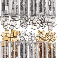 Set de 468 mărgele semi-Tila NBEADS, 3 dimensiuni, mărgele de sticlă cu 2 găuri în 3 culori, 5x5 mm, 5x2 mm, 5x1 mm, pentru crearea de bijuterii 1