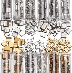 Set de 468 mărgele semi-Tila NBEADS, 3 dimensiuni, mărgele de sticlă cu 2 găuri în 3 culori, 5x5 mm, 5x2 mm, 5x1 mm, pentru crearea de bijuterii