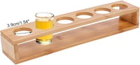 Set de 6 pahare de țuică din bambus nbeads cu suport de 3,9 cm, tavă de bar, organizator pentru shot-uri, pentru petreceri 1