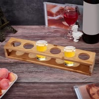 Set de 6 pahare de țuică din bambus nbeads cu suport de 3,9 cm, tavă de bar, organizator pentru shot-uri, pentru petreceri 4