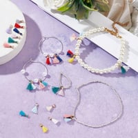 nbeads set 65 mini ciucuri colorați pandantive, accesorii pentru genți, brelocuri, șnururi decorative, 1 cm lungime, 2 mm grosime, cu gaură de 1,5 mm 5