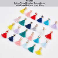 nbeads set 65 mini ciucuri colorați pandantive, accesorii pentru genți, brelocuri, șnururi decorative, 1 cm lungime, 2 mm grosime, cu gaură de 1,5 mm 4